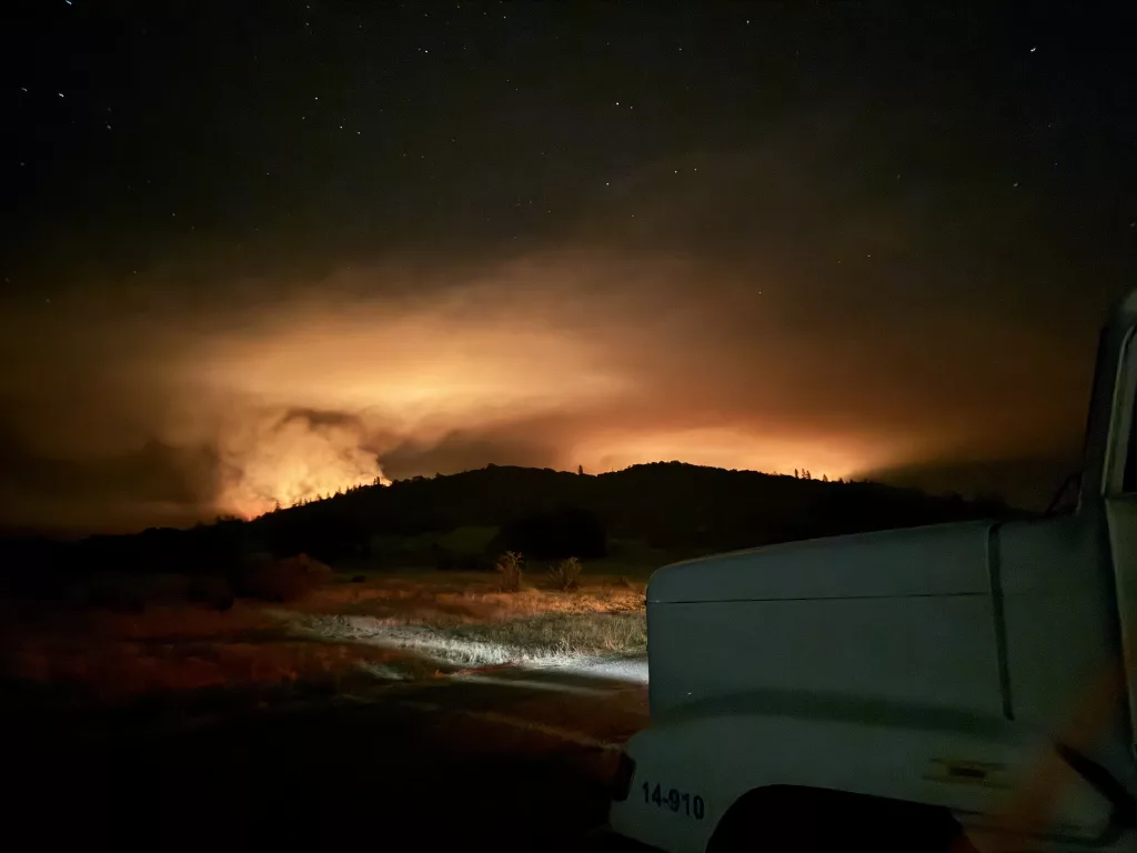 The Salt Creek Fire at night