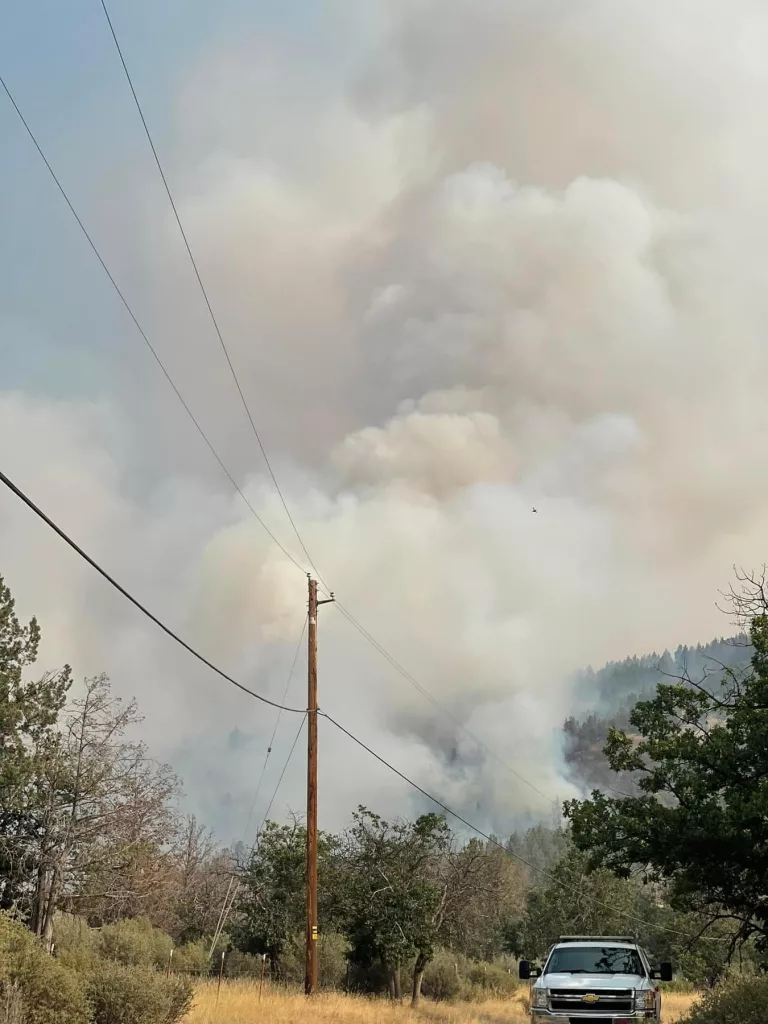 A cloud of smoke from the Bogus Fire