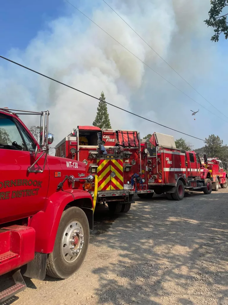 Fire trucks near the Bogus Fire