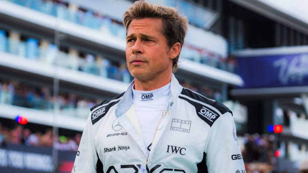 Brad Pitt at Silverstone GP for Filming during the Formula One British Grand Prix. Silverstone Circuit^ Towcester^ United Kingdom^ 9.July.2023