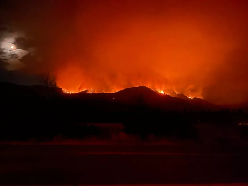 The Shelly Fire at night