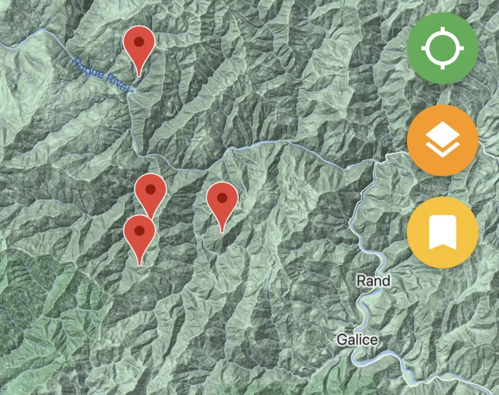 A map of some of the lightning-caused fires in Josephine County