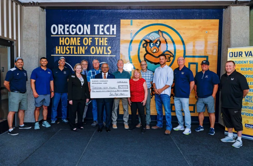 KCDC presenting a check to the Oregon Tech Foundation