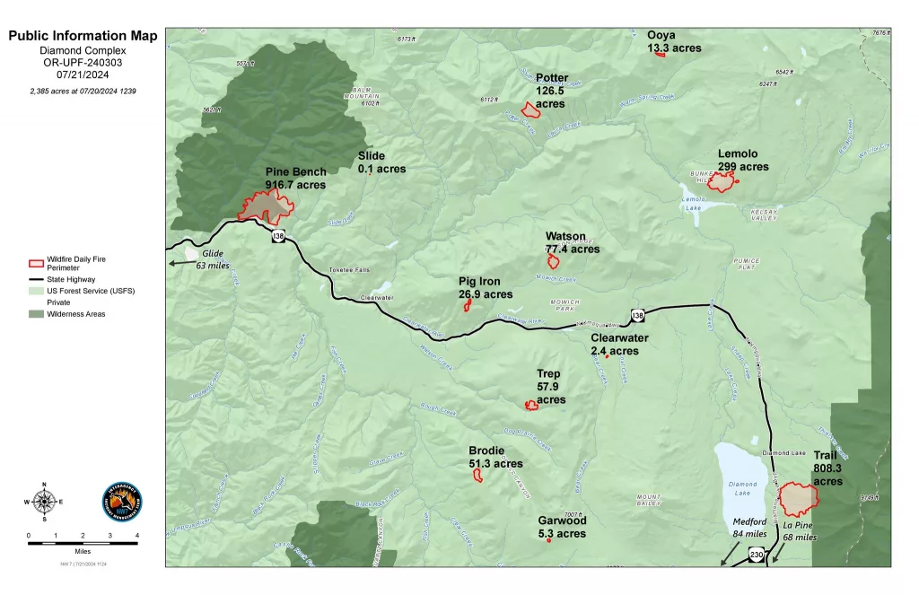 A map of the Diamond Complex Fires