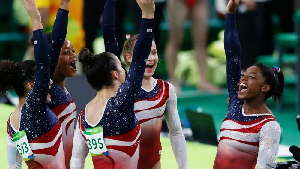 Team USA wins gold medal at Rio 2016 Olympic Games^ artistic gymnastics.RIO DE JANEIRO^ BRAZIL 08/09/2016