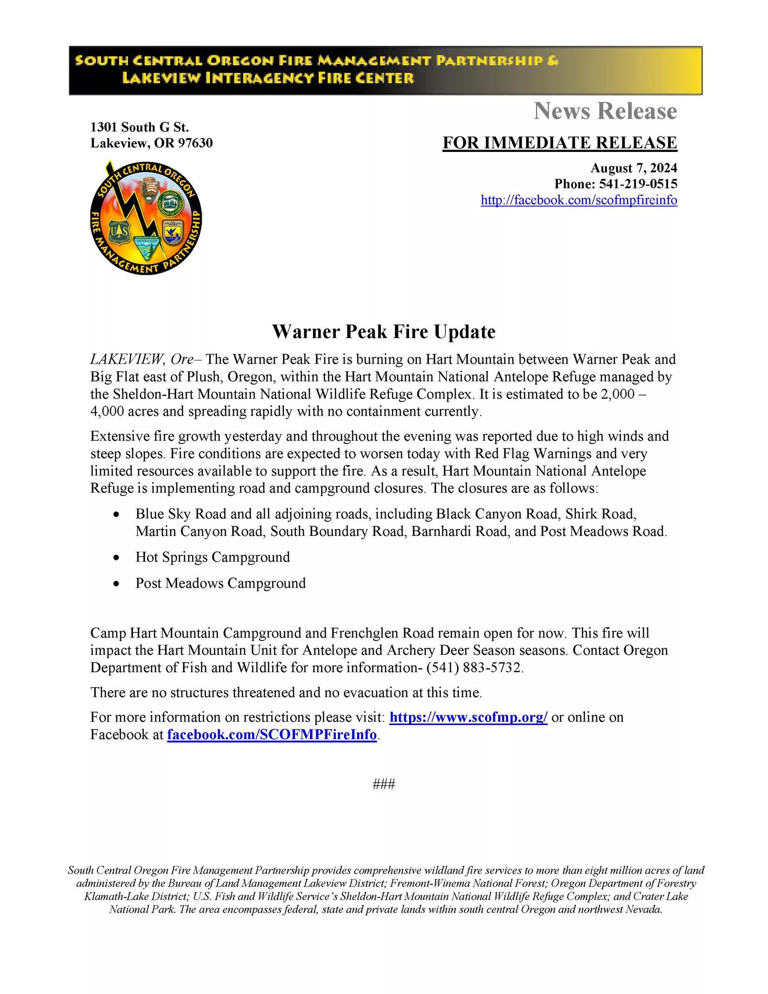 Warner Peak Fire 1