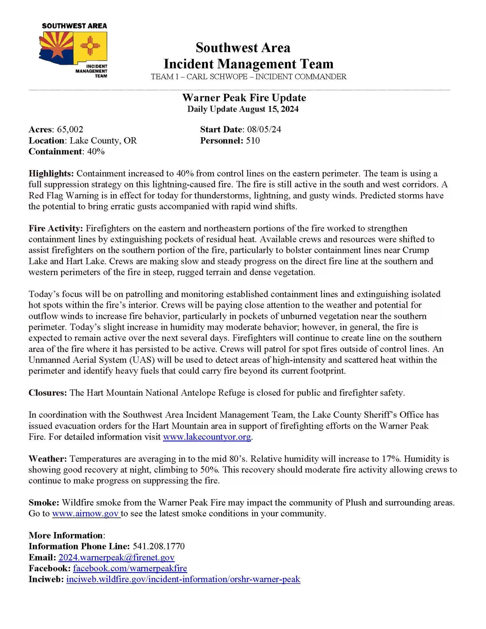 Warner Peak Fire 1