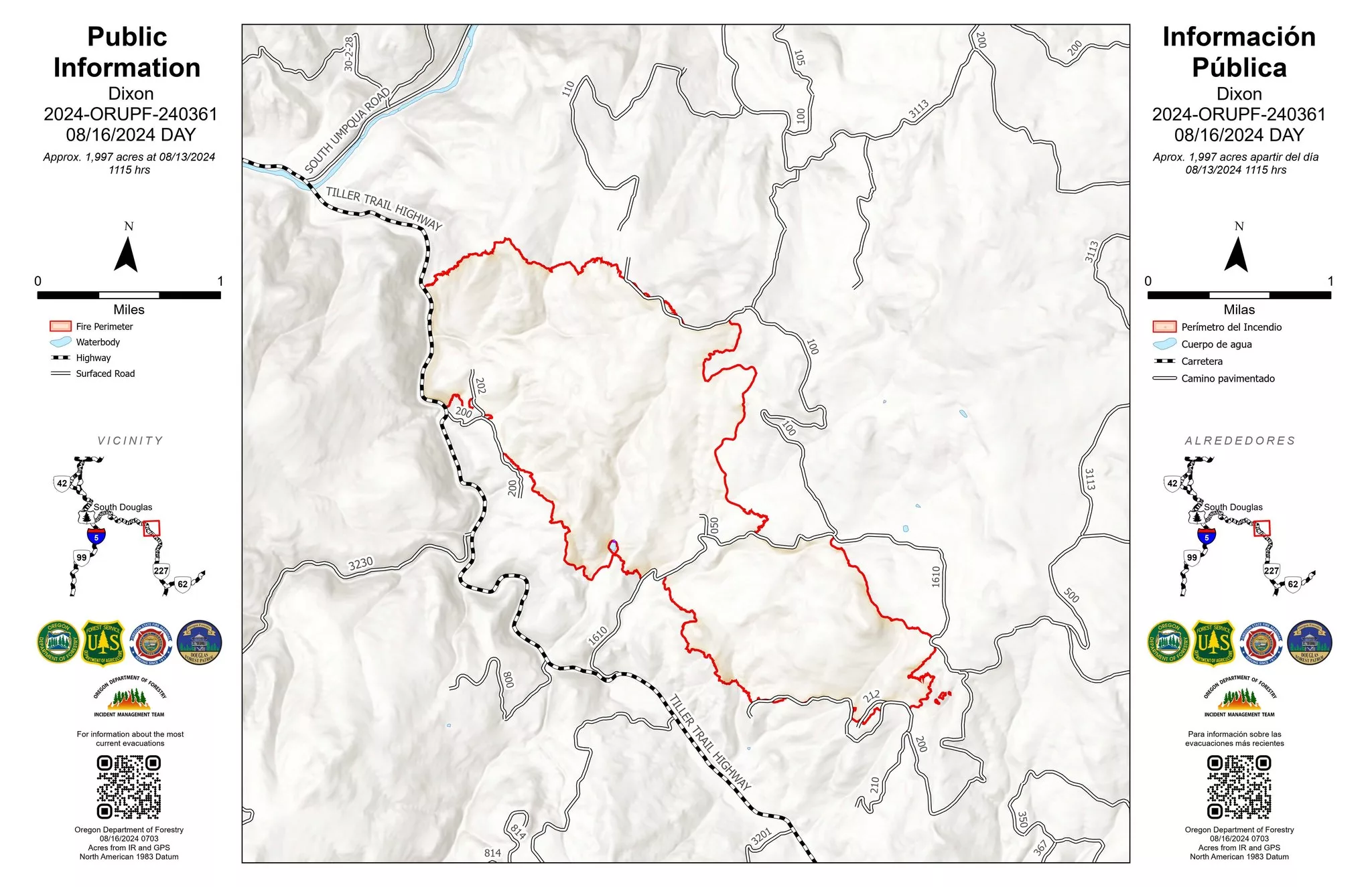 A map of the Dixon Fire