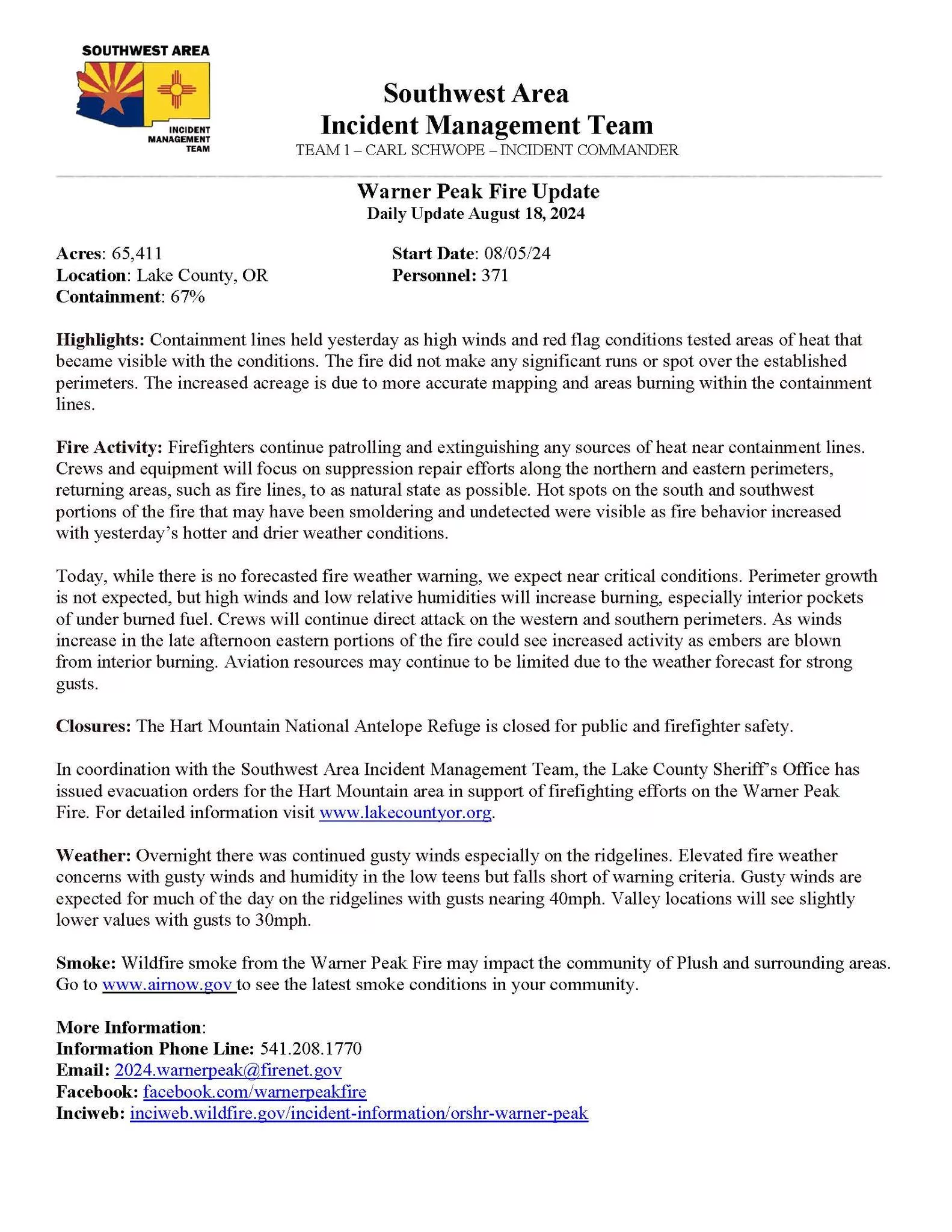 Warner Peak Fire 1