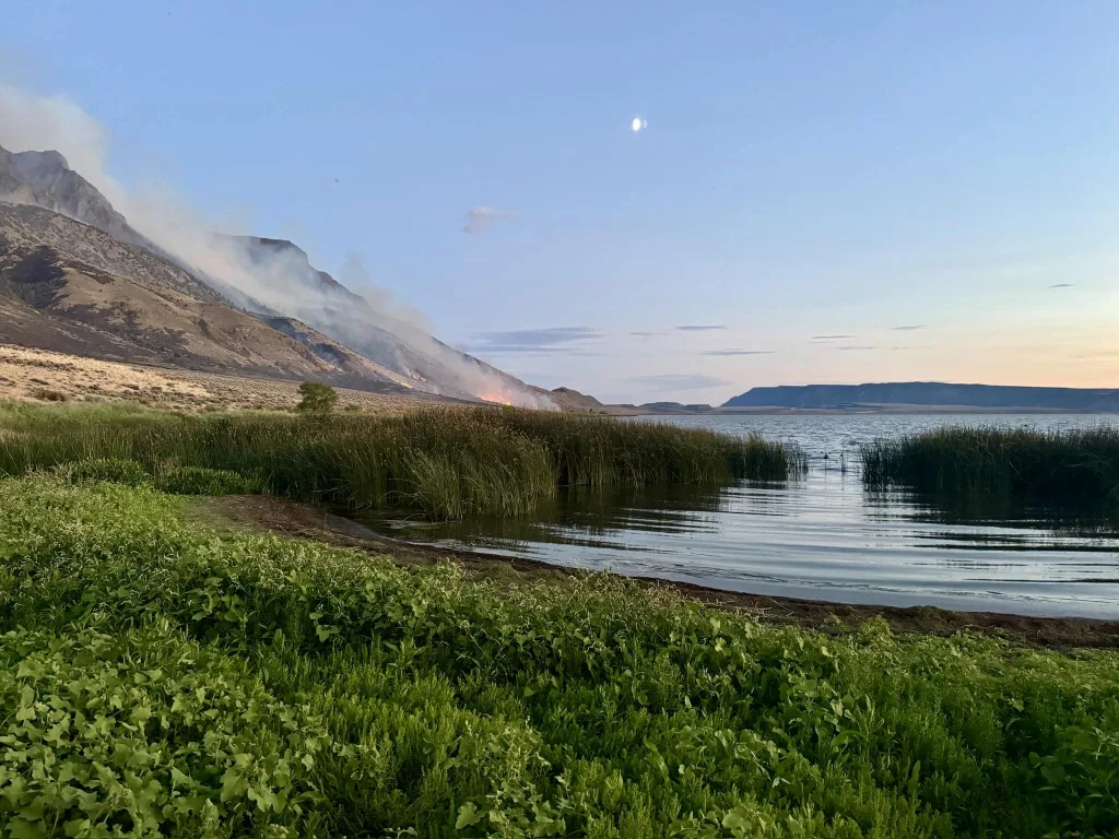 A photo of the Warner Peak Fire