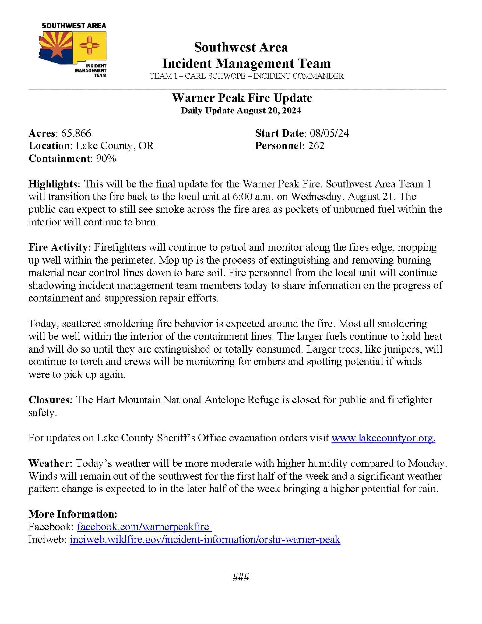 Warner Peak Fire