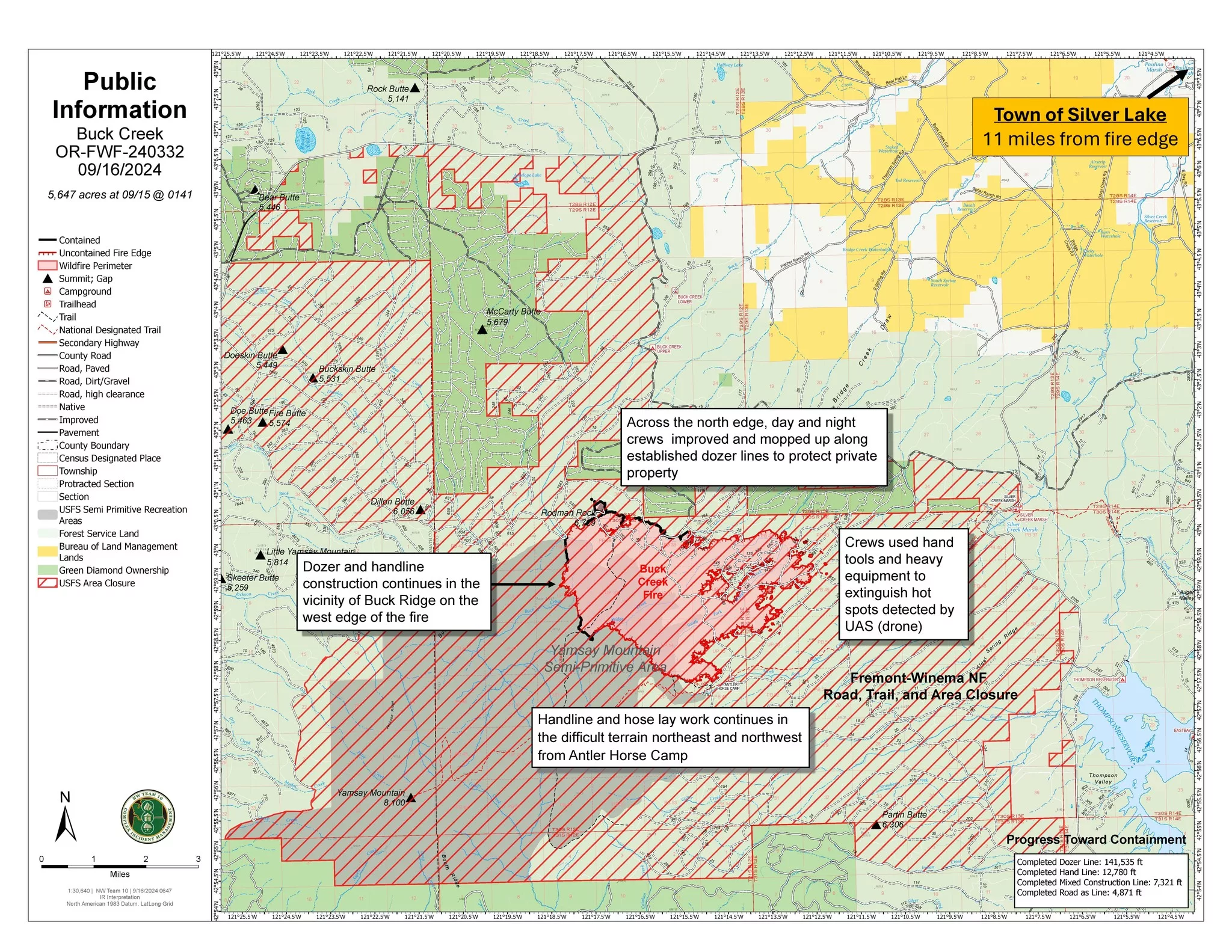 A map of the Buck Creek Fire