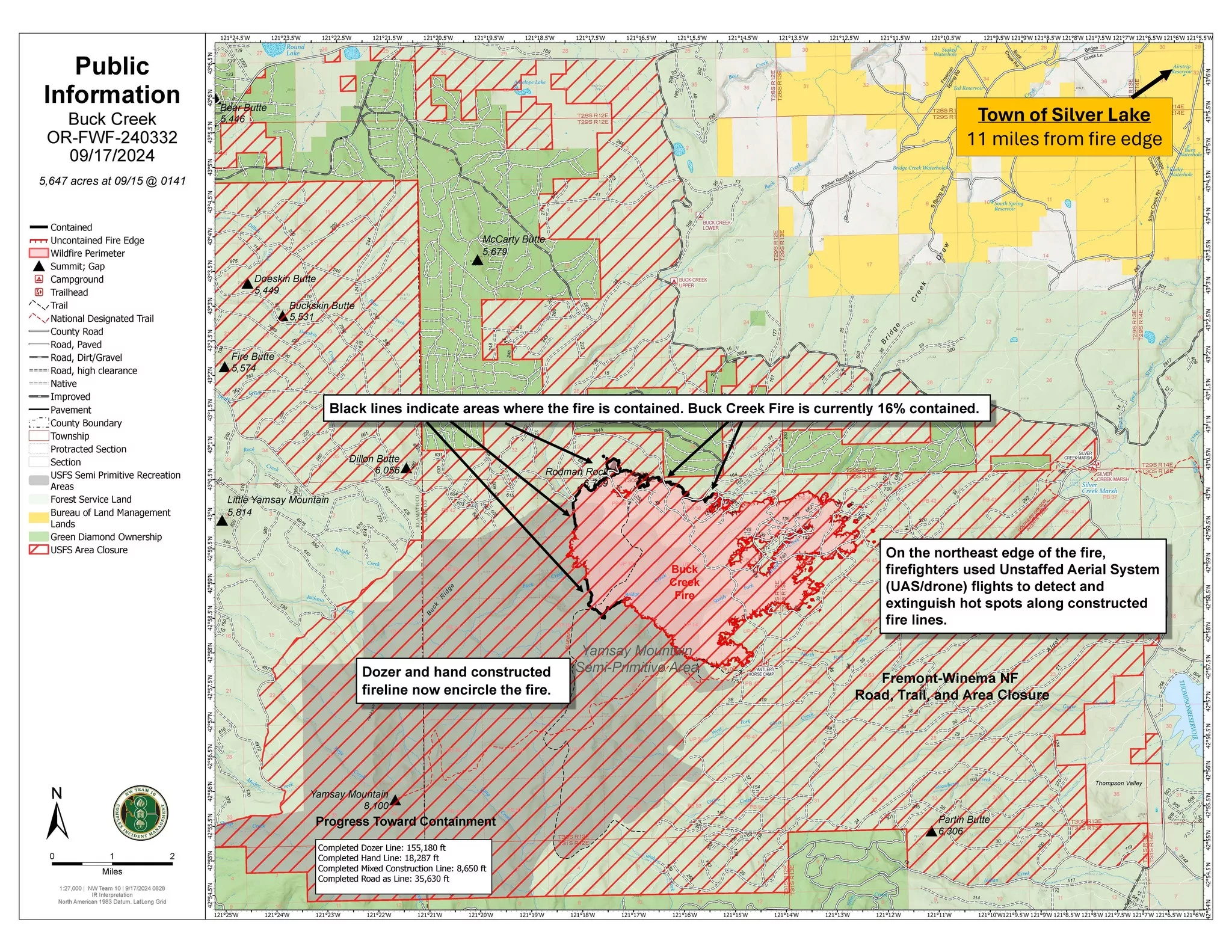 A map of the Buck Creek Fire