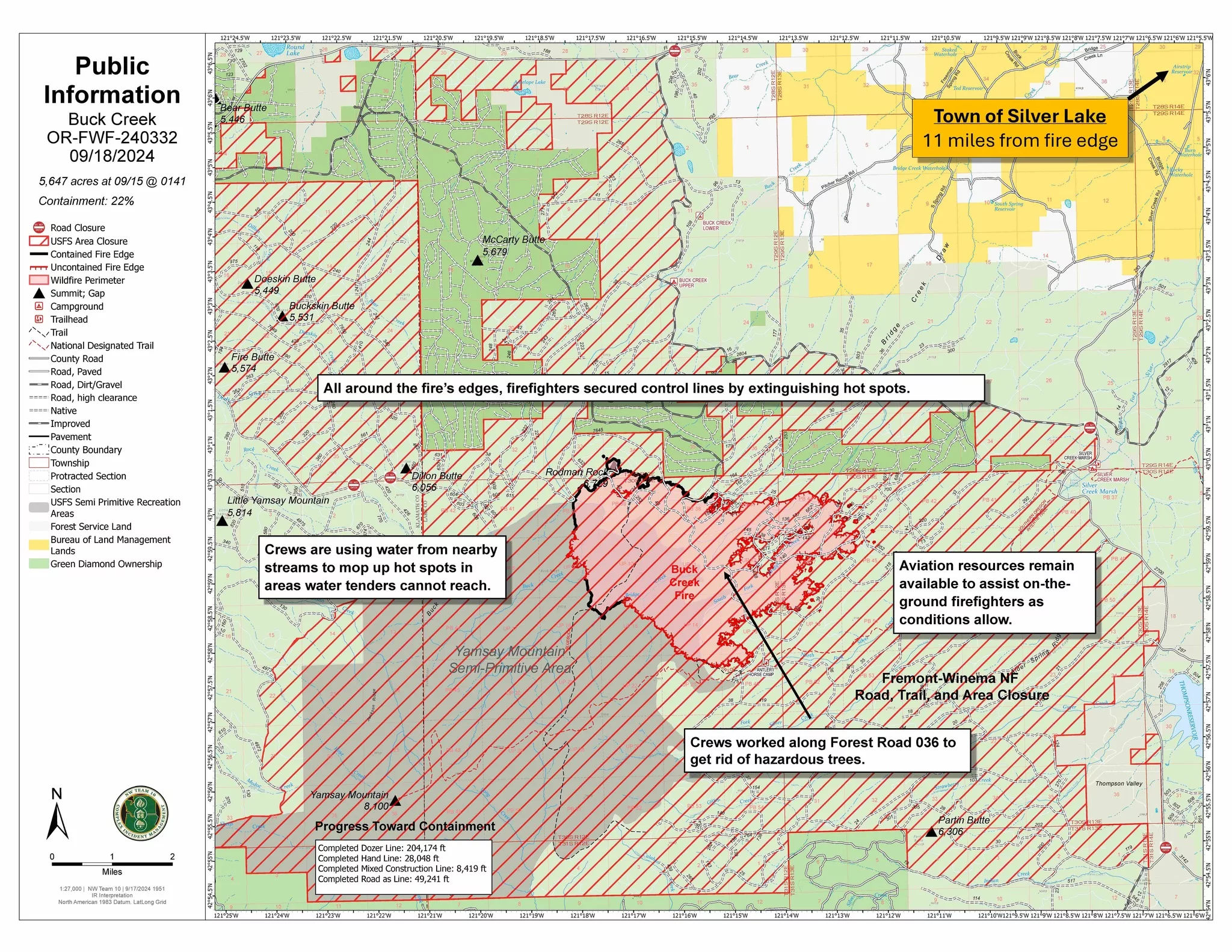 A map of the Buck Creek Fire