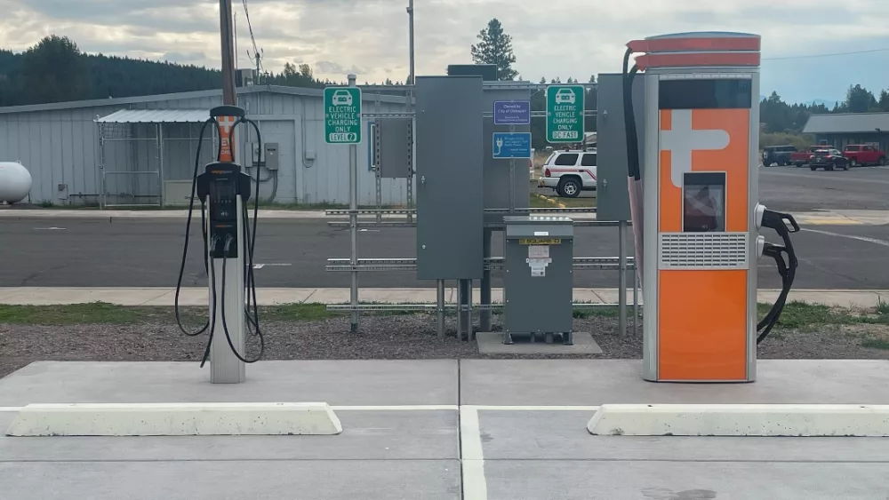 An electric vehicle charging station in Chiloquin