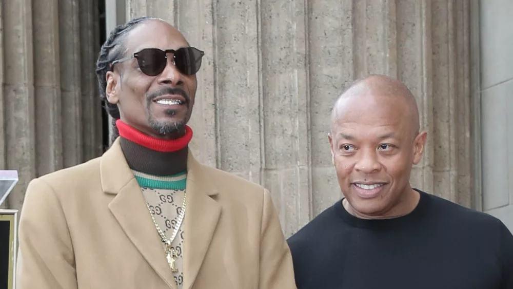 Snoop Dogg^ Dr Dre at the Snoop Dogg Star Ceremony on the Hollywood Walk of Fame on November 19^ 2018 in Los Angeles^ CA