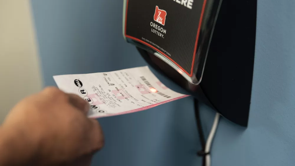 A lottery ticket being scanned