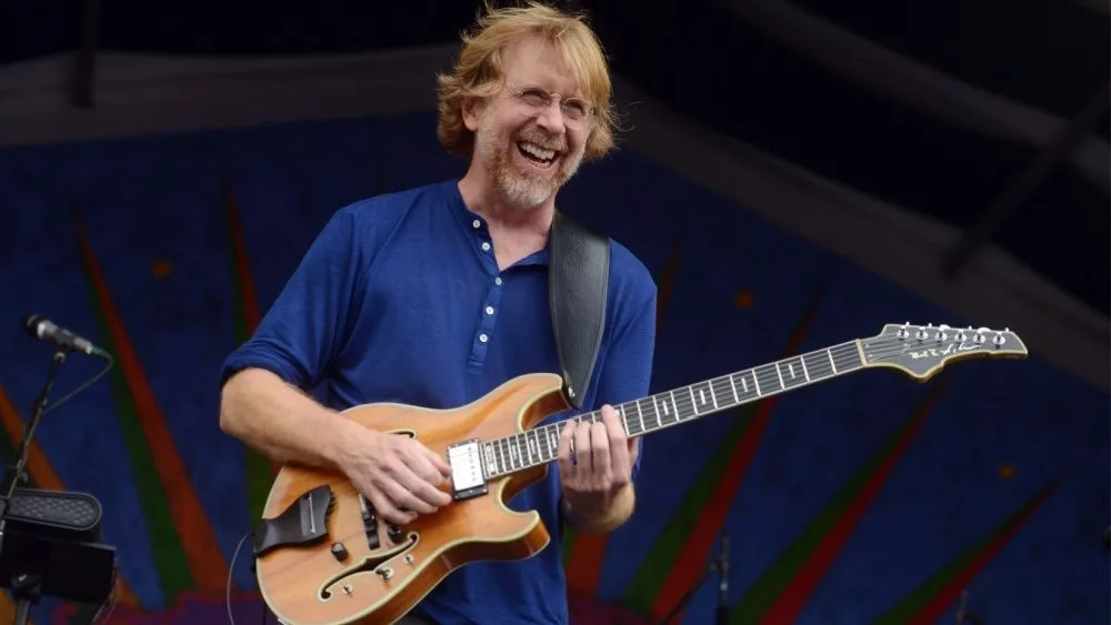 Phish lead singer Trey Anastacio performs at the 2017 New Orleans Jazz and Heritage Festival. New Orleans^ Louisiana - April 28^ 2017