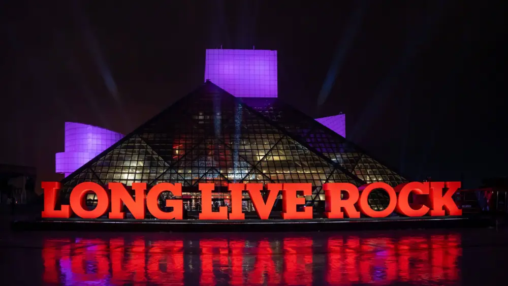 Rock and Roll Hall of Fame at night Cleveland OHIO