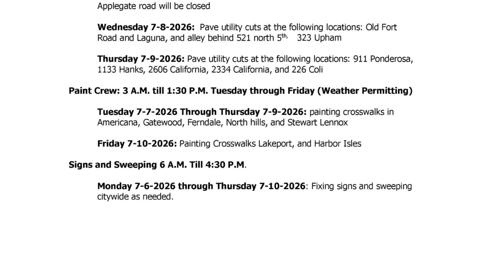 press-release-street-work-week-of-7-6-2026