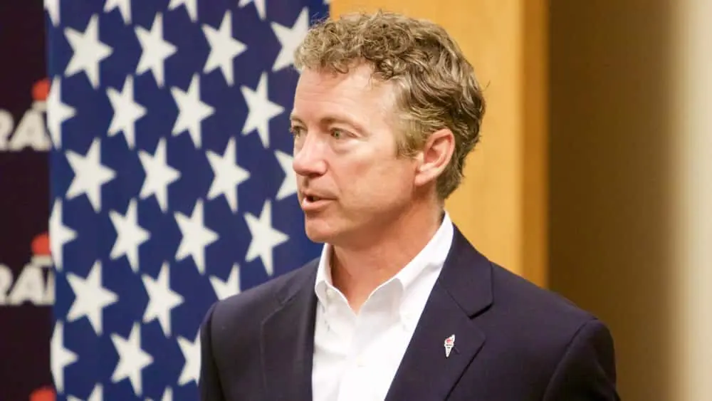 SIOUX CENTER^ IOWA - JULY 1^ 2015: Presidential candidate^ Senator Rand Paul^ addresses the media at a campaign stop in Iowa.