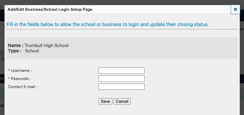 school login modal
