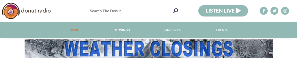 closings alert on website