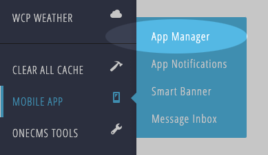 app manager menu link