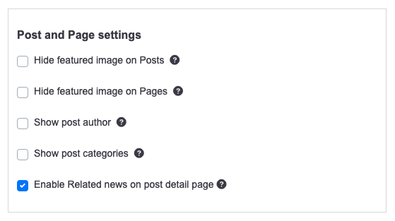 post and page settings
