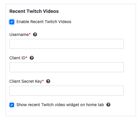 Recent Twitch Videos feature setting