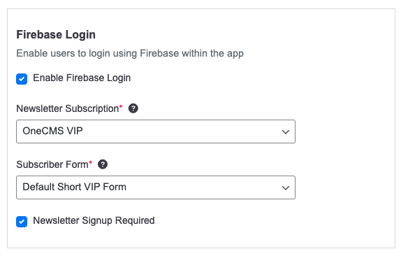 firebase login app settings