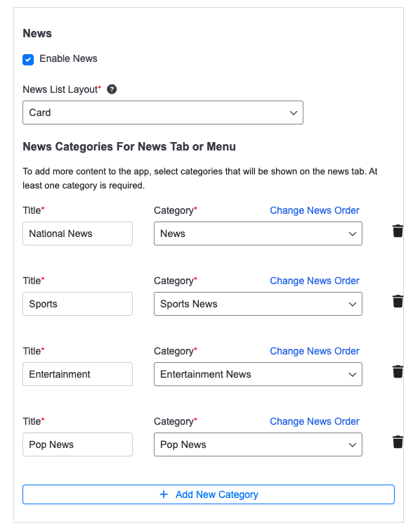 news app feature setting