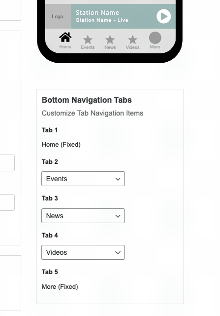 tabs apps settings