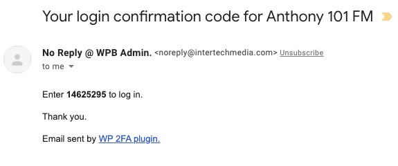 email auth code