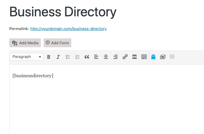 business directory shortcode