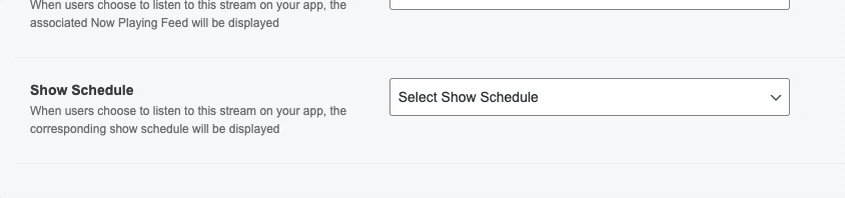 select show schedule