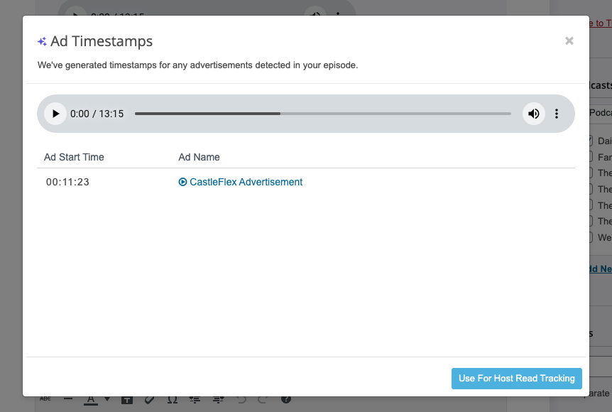 ad timestamps modal