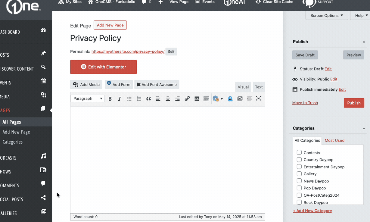 paste global content shortcode into content