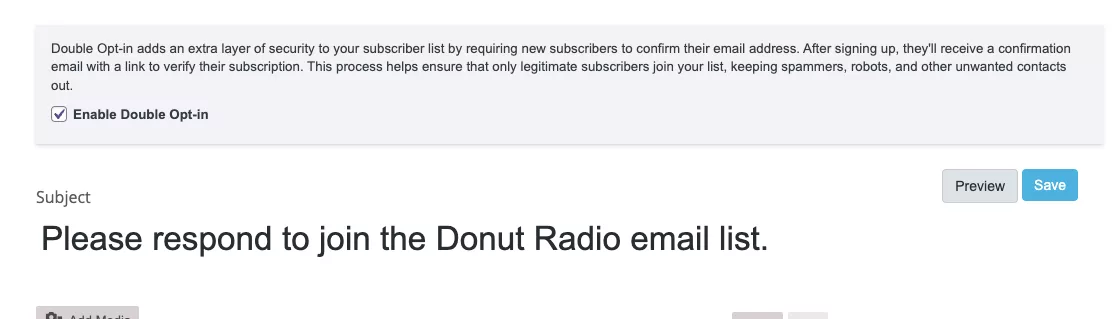 enable double opt-in