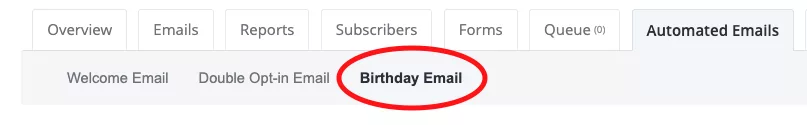 birthday email tab