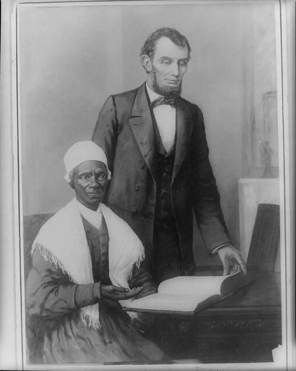 Painting of Sojourner Truth with Abraham Lincoln