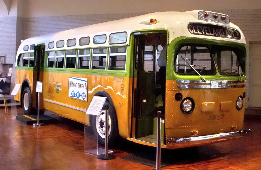 The bus on which Rosa Parks refused to give up her seat, permanently on display at the Henry Ford in Dearborn, Michigan
