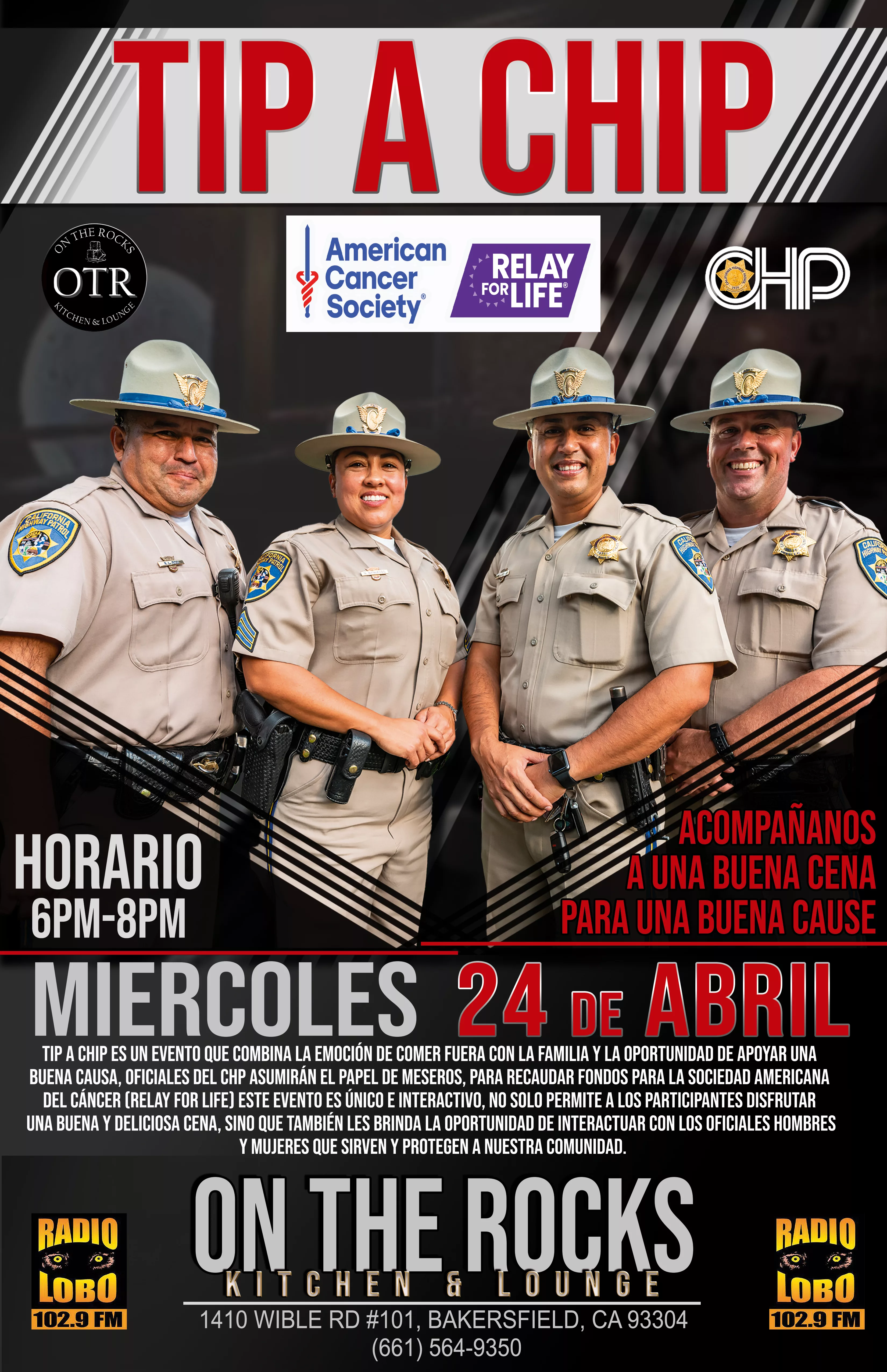 Tip a Chip CHP Relay for life charity event donations for a good cause best station in kern best in bakersfield don cheto erazno y la chokolata