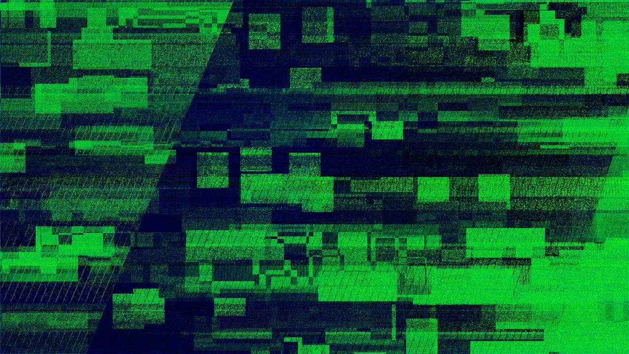 Green and black computerized pixels