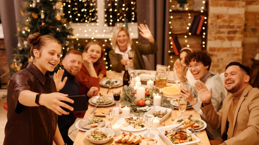 Family gathered at table for a holiday feast