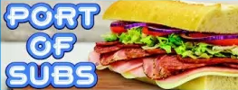 Port of Subs logo and sandwich 
