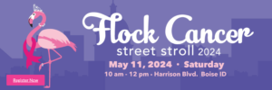 Flock Cancer graphic with time and date of Flock Cancer Street Stroll