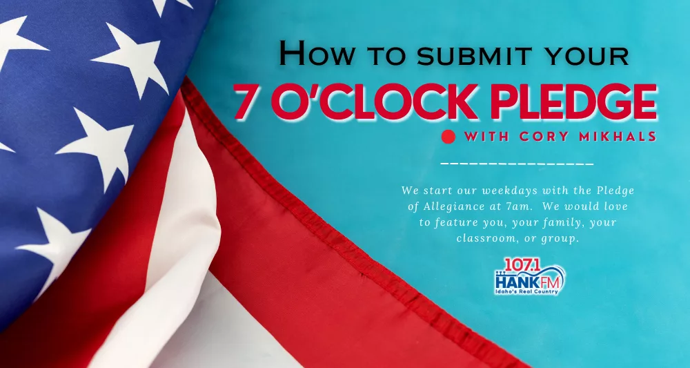 Patriotic Background and invite to take part in 7 O'clock Pledge