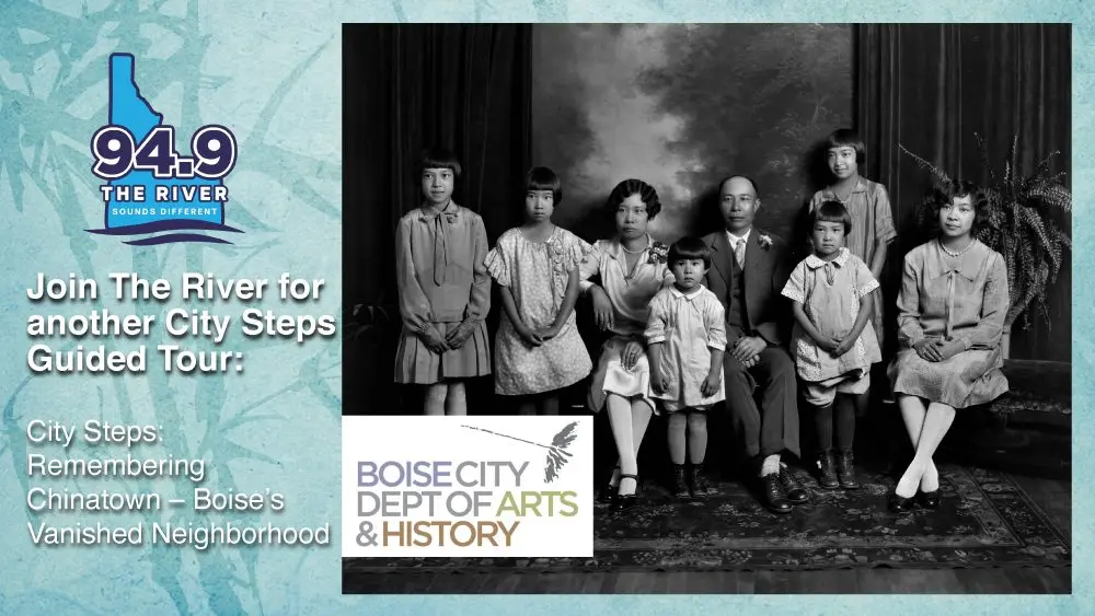 The Quong family has deep roots in the Boise Valley. Louie Quong immigrated in the early 1900s and started truck gardening on the Tom Davis estate. In 1935, Louie and his wife Mabel bought land in Eagle and ran Quong’s Berry Farm for decades, selling their famous strawberries throughout the valley. Photograph: Louie Quong and family, c. 1927. Boise City Archives