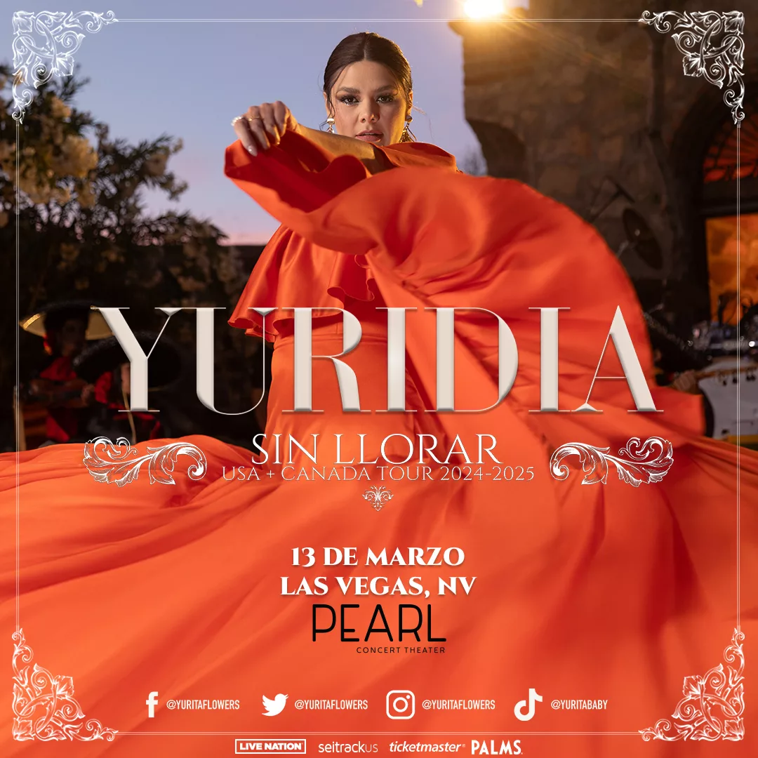 Yuridia – Sin Llorar USA + Canada Tour 2025 Pearl Concert Theater at Palms Casino Resort March 3, 2025